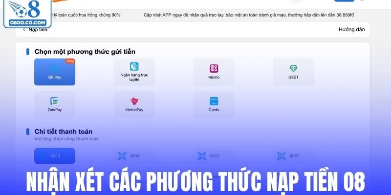 Nhận xét chung về các phương thức nạp tiền O8